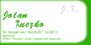 jolan kuczko business card